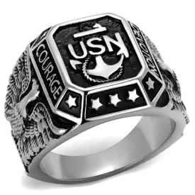 Mens Usn Courage Ring Stainless Steel Epoxy Navy Ring