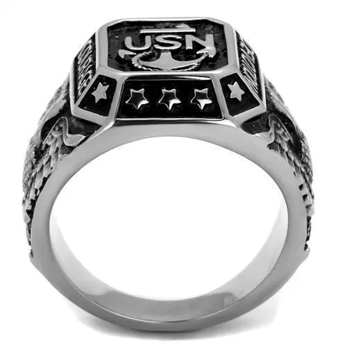 Mens Usn Courage Ring Stainless Steel Epoxy Navy Ring