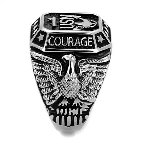 Mens Usn Courage Ring Stainless Steel Epoxy Navy Ring
