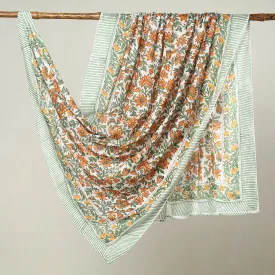 Multicolor - Sanganeri Block Printed Cotton Dupatta/Wrap Sarong Pareo/Beach Wear 05