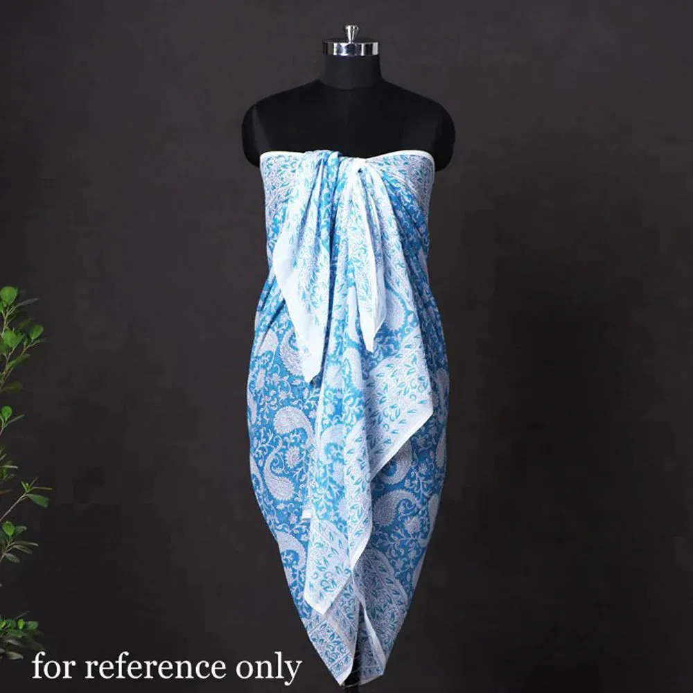 Multicolor - Sanganeri Block Printed Cotton Dupatta/Wrap Sarong Pareo/Beach Wear 05
