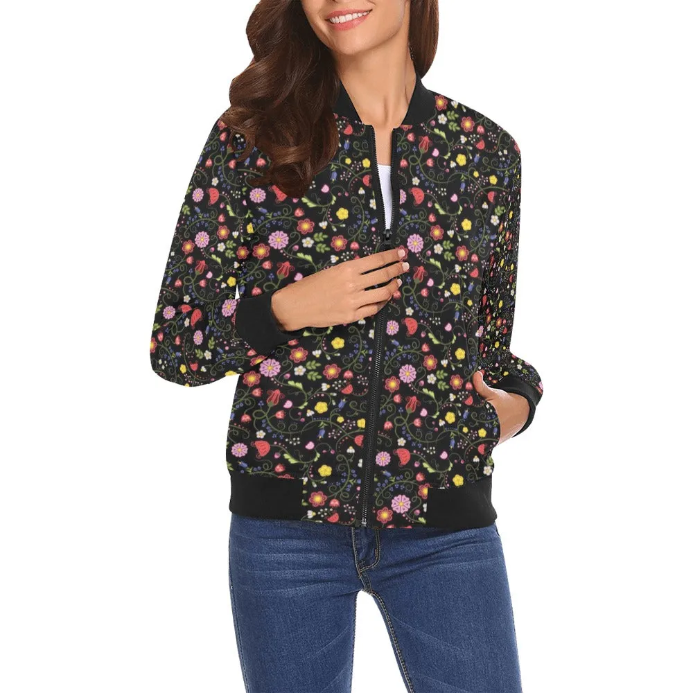 Nipin Blossom Midnight Bomber Jacket for Women