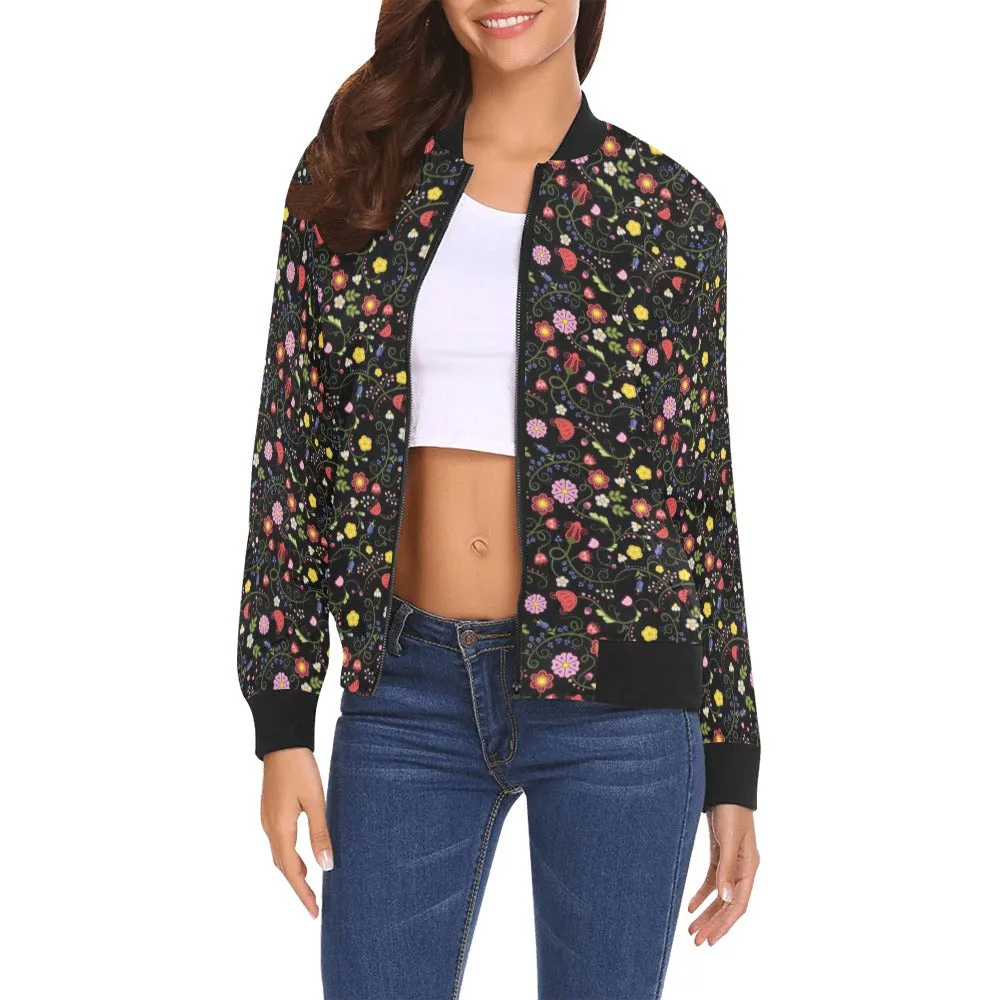 Nipin Blossom Midnight Bomber Jacket for Women