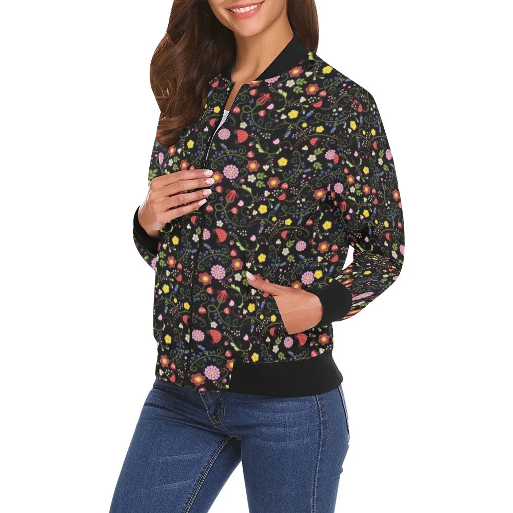 Nipin Blossom Midnight Bomber Jacket for Women