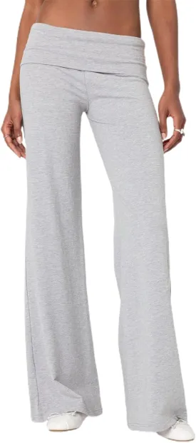 NZNDSHD Fold Over Yoga Pants for Women Low Rise Straight Leg Sweatpants Y2k Solid Color Stretchy Loose Gym Lounge Leggings