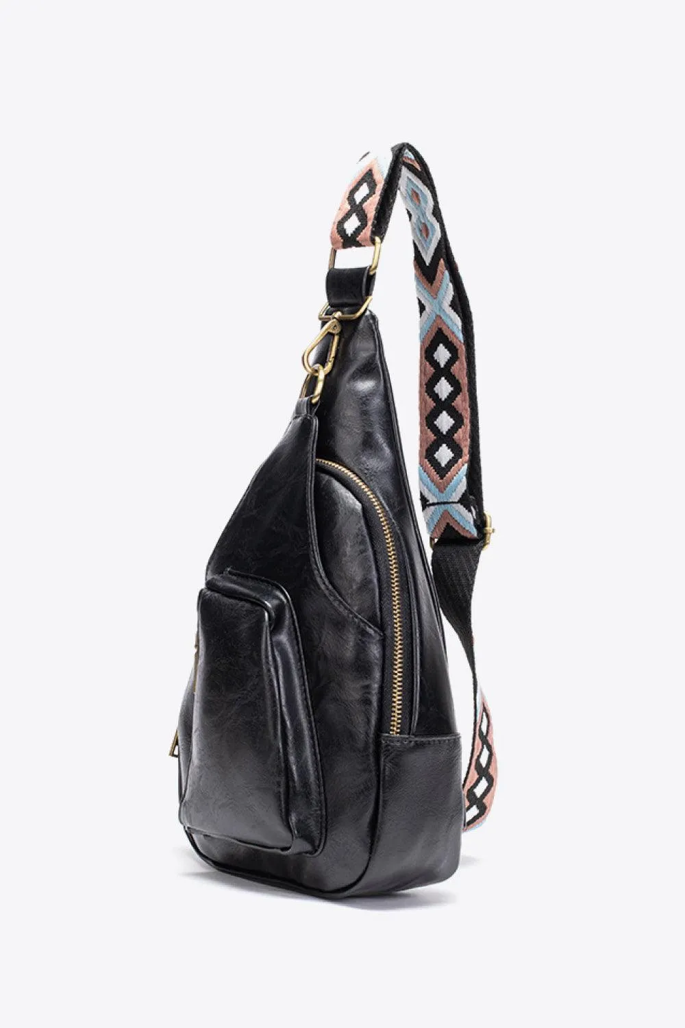 Pink Pu Leather Sling Bag
