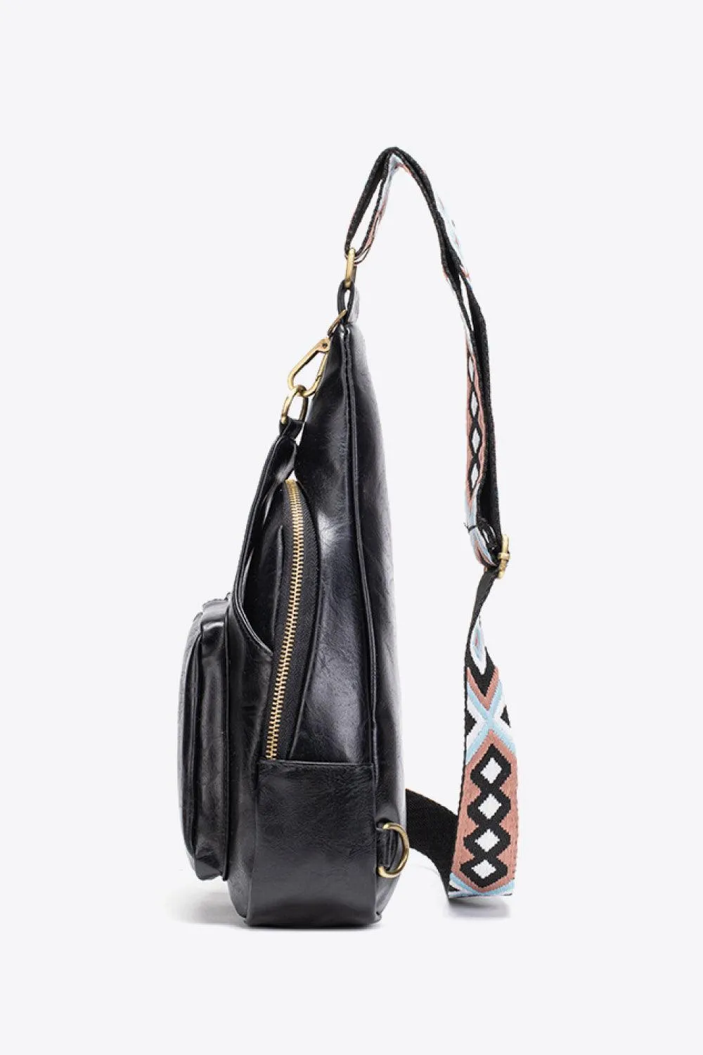 Pink Pu Leather Sling Bag
