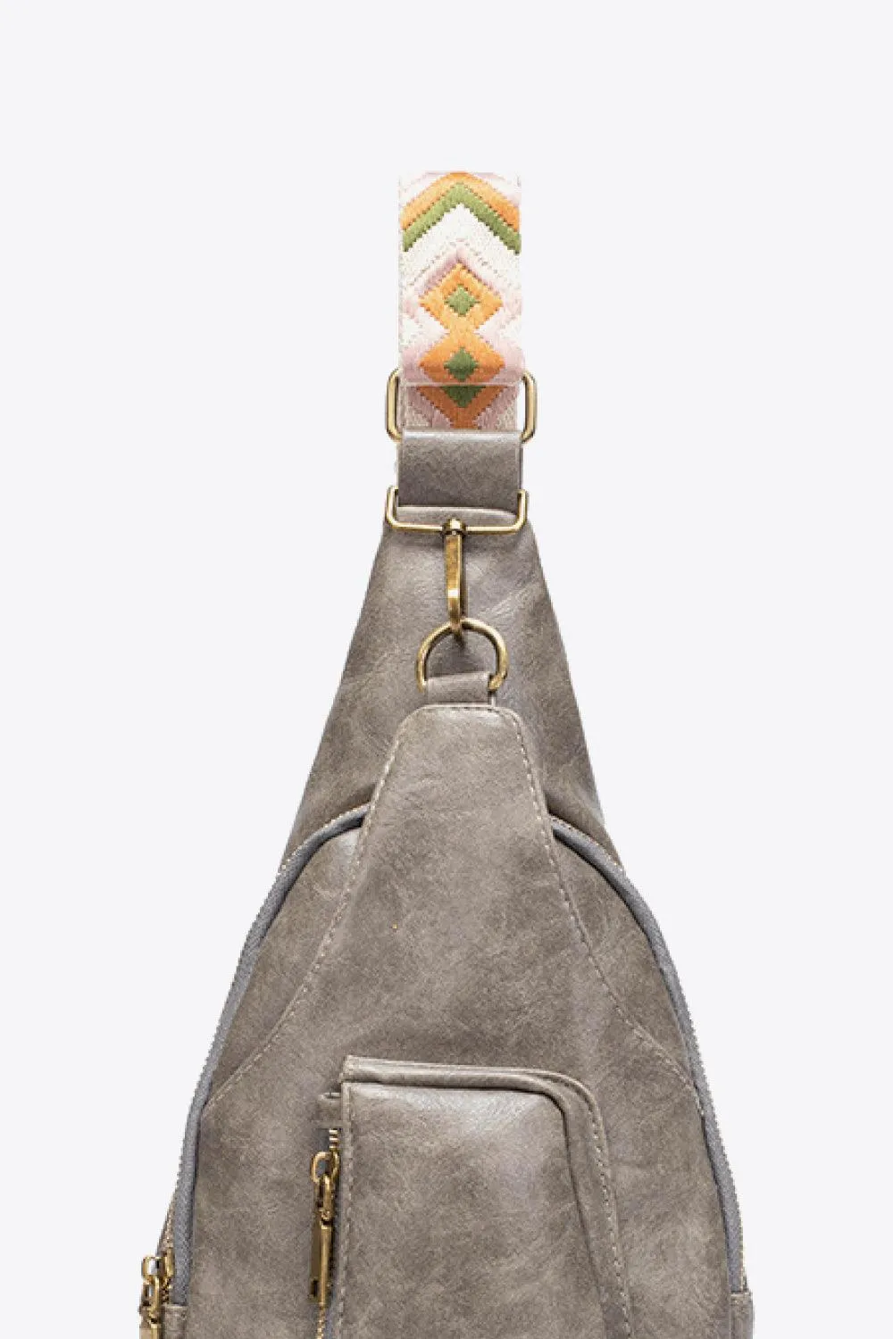 Pink Pu Leather Sling Bag