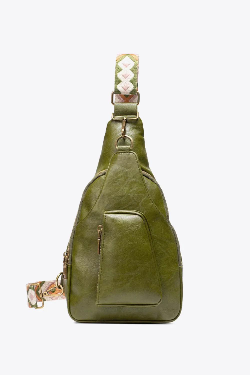Pink Pu Leather Sling Bag