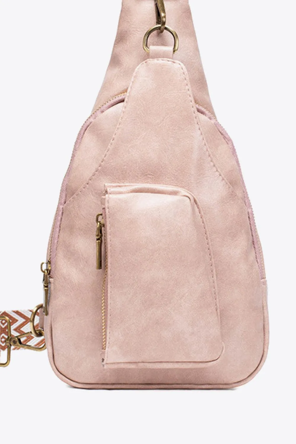 Pink Pu Leather Sling Bag