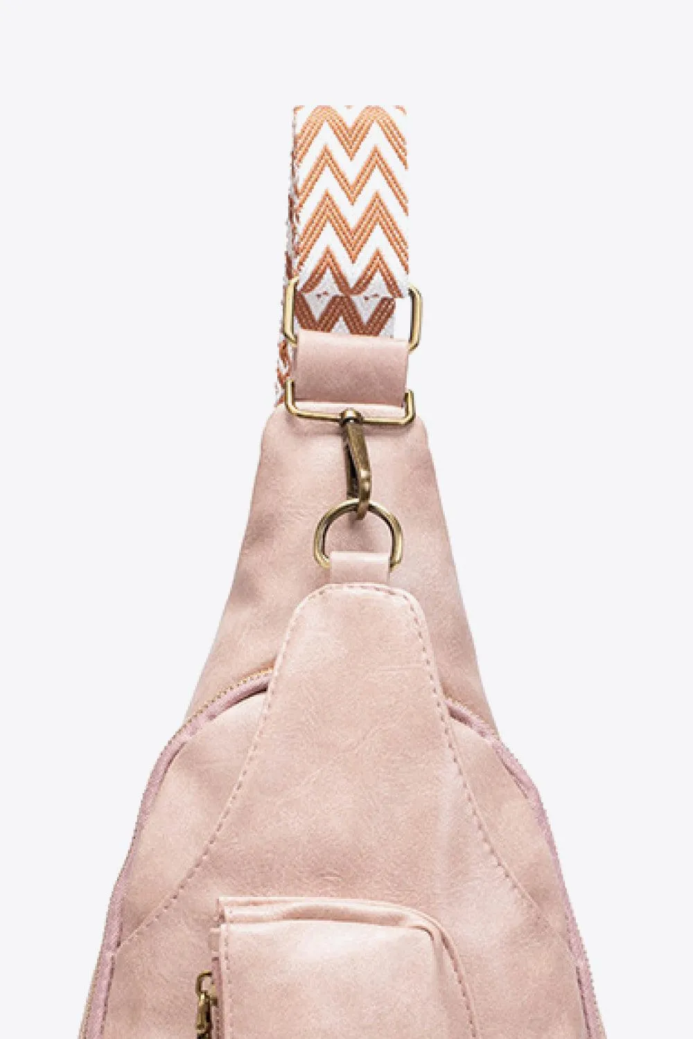Pink Pu Leather Sling Bag