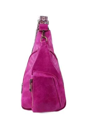 Pink Pu Leather Sling Bag