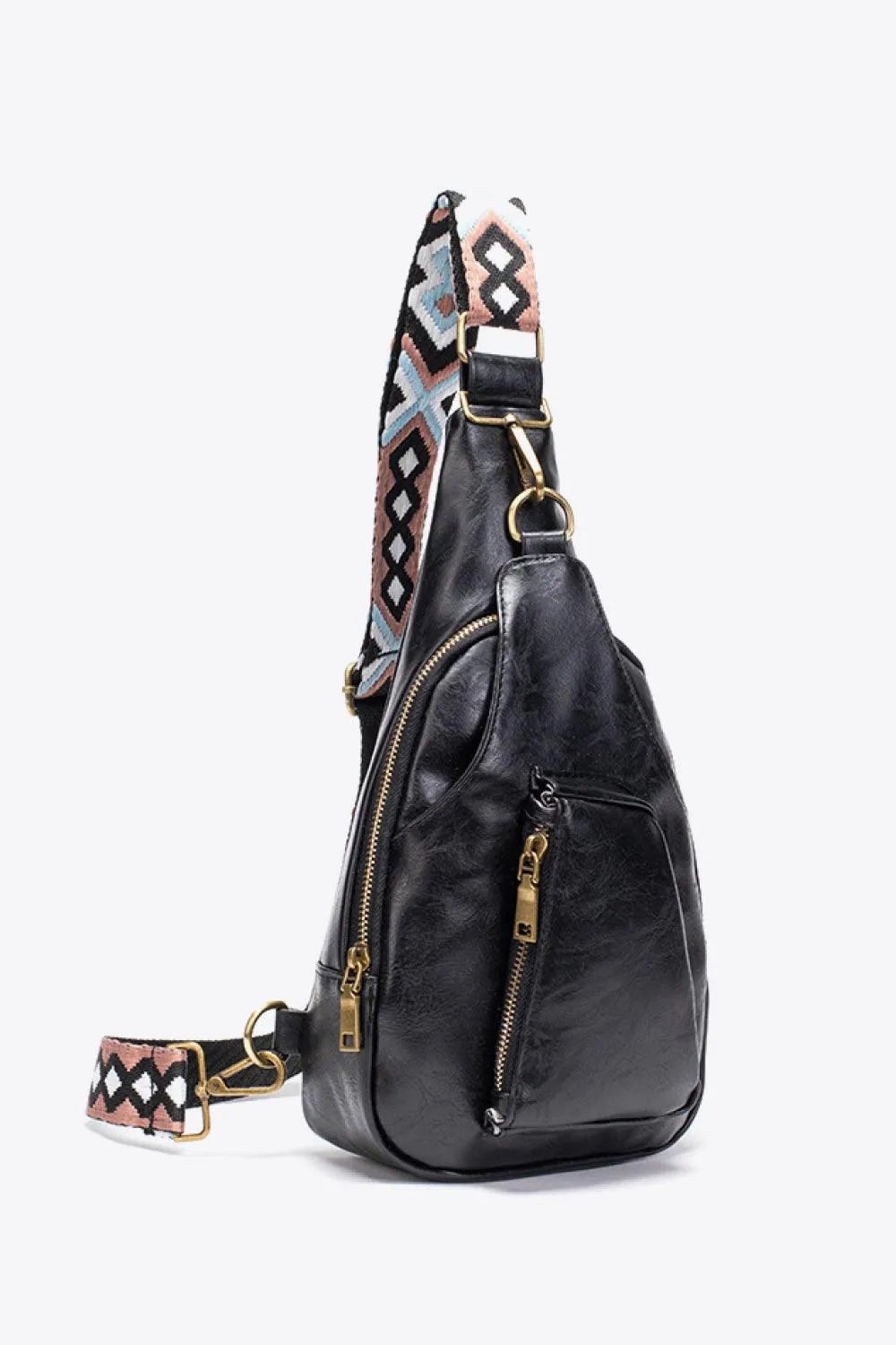 Pink Pu Leather Sling Bag