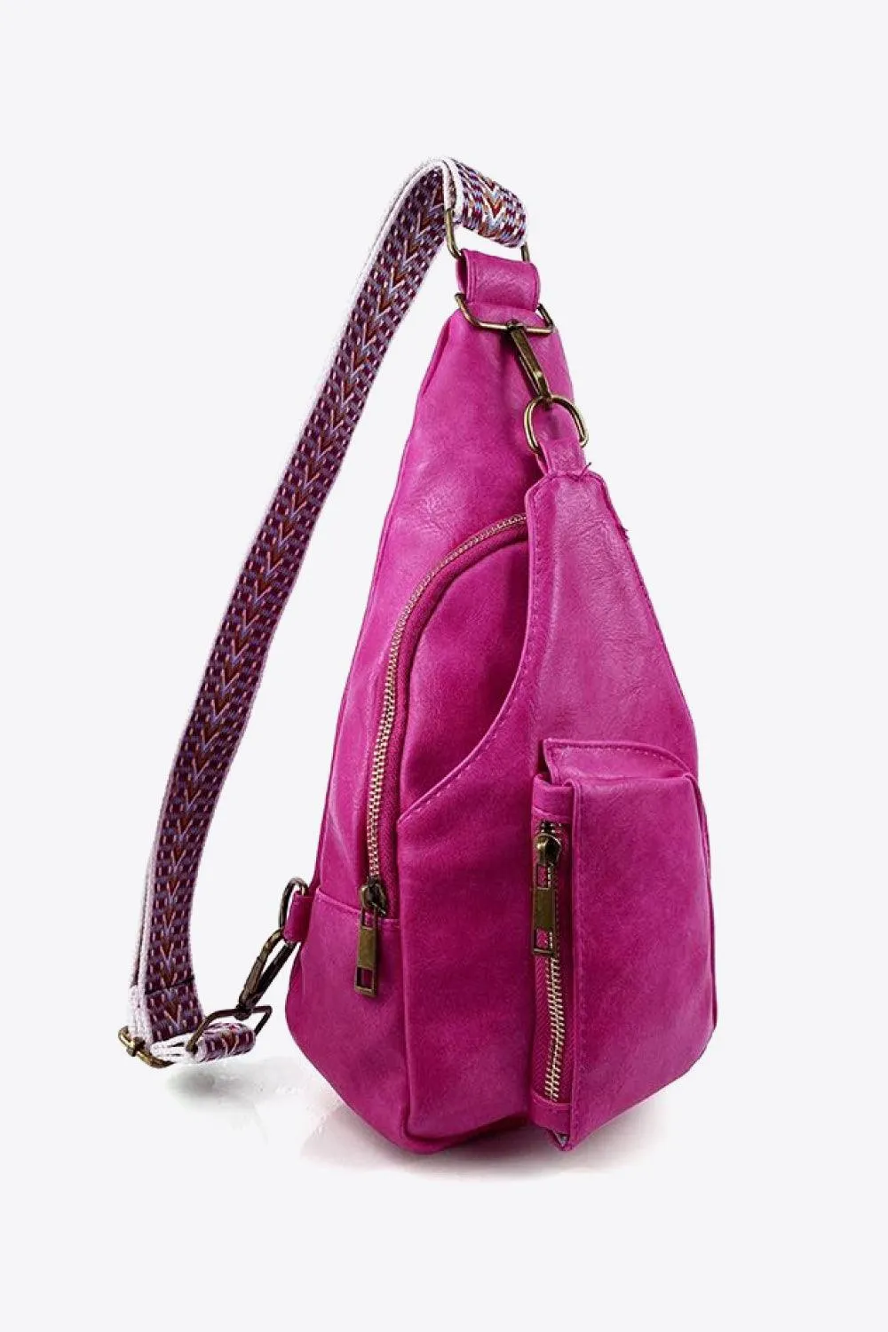 Pink Pu Leather Sling Bag