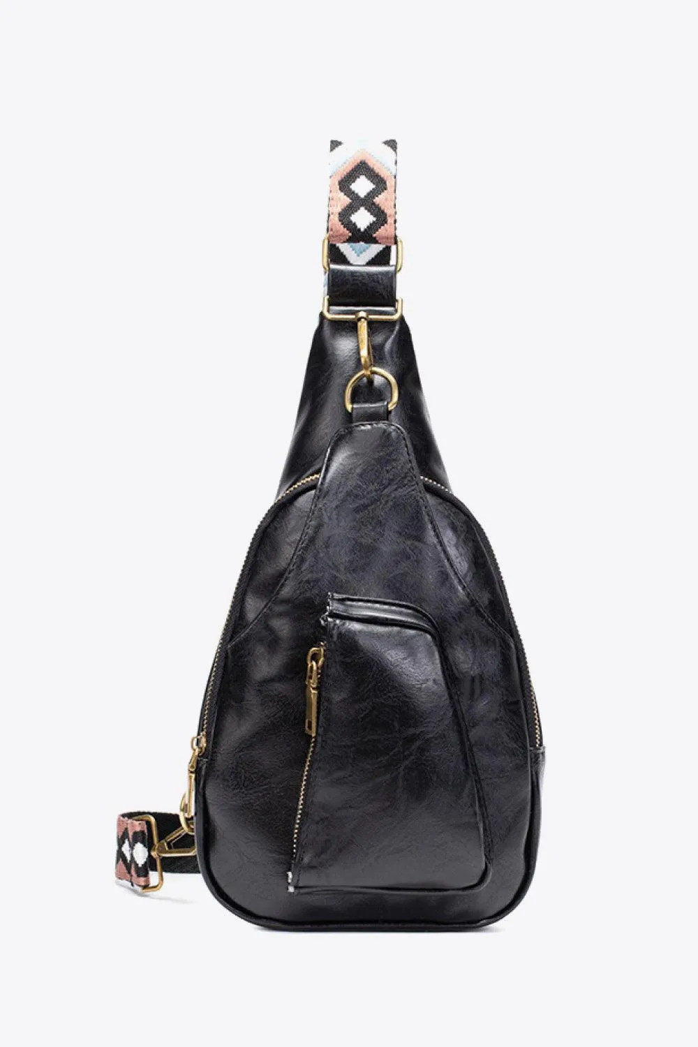 Pink Pu Leather Sling Bag