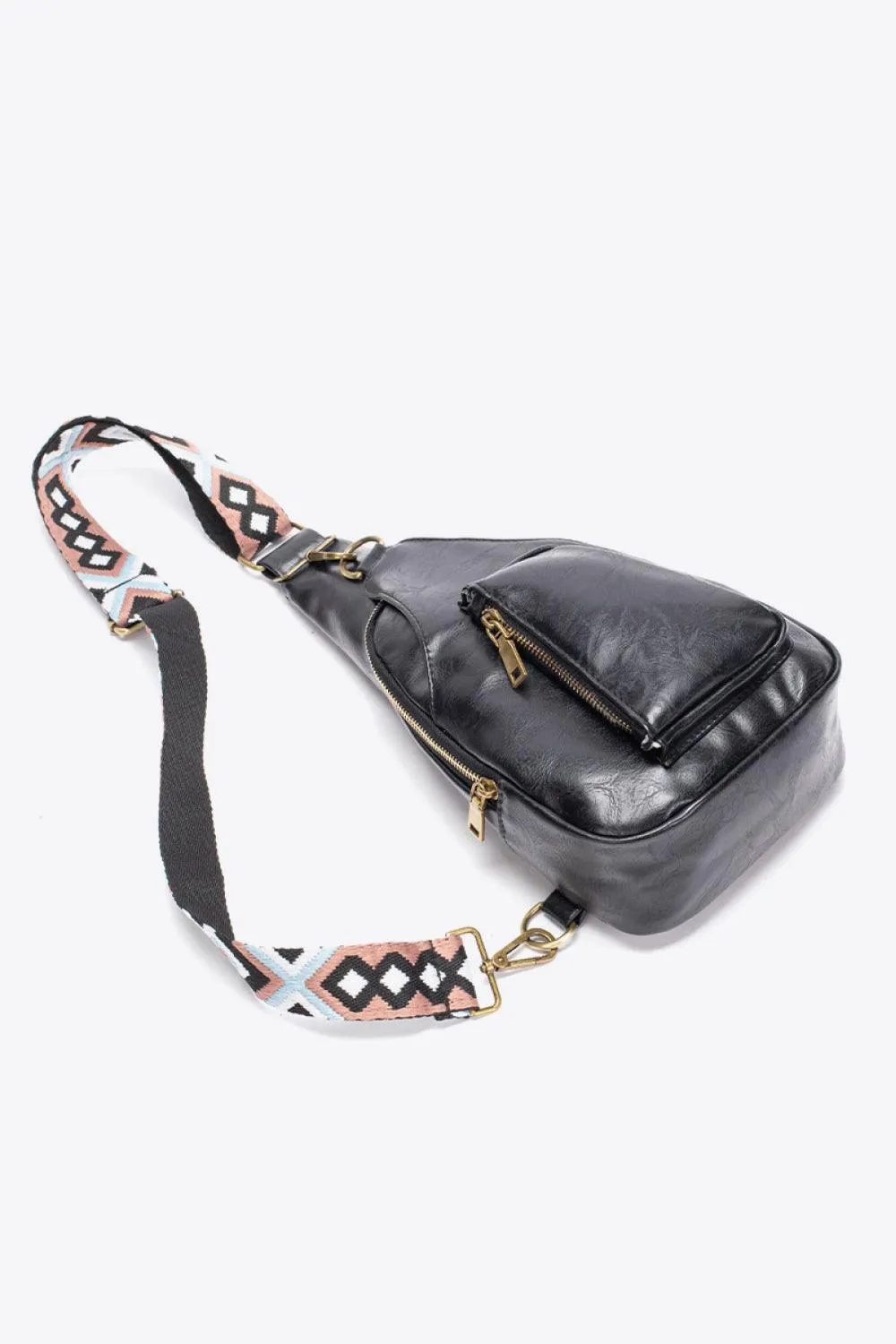 Pink Pu Leather Sling Bag