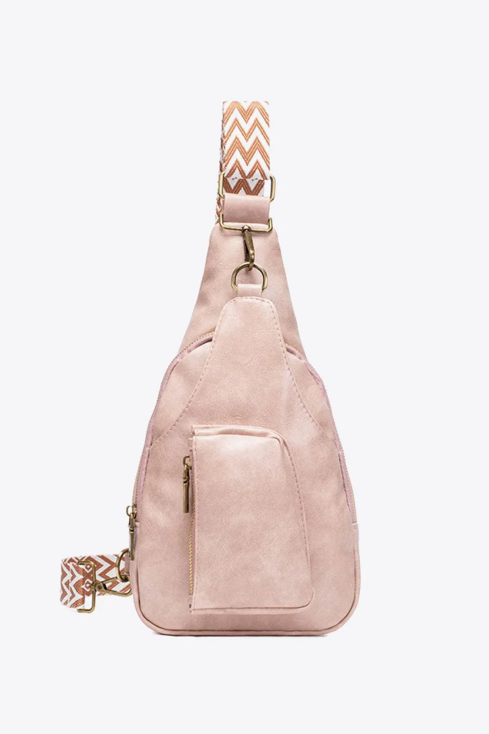 Pink Pu Leather Sling Bag