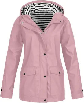Rain Jacket for Women,Lightweight Long Hooded Raincoat With Pockets Waterproof Travel Hiking Windbreaker Trench Coats