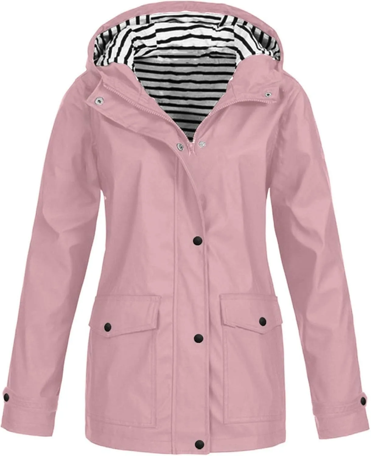 Rain Jacket for Women,Lightweight Long Hooded Raincoat With Pockets Waterproof Travel Hiking Windbreaker Trench Coats