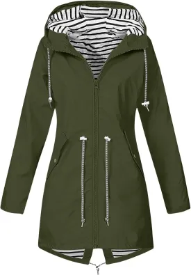 Raincoat Women Waterproof Long Hooded Trench Coats 2024 Lined Windbreaker Casual Travel Jacket