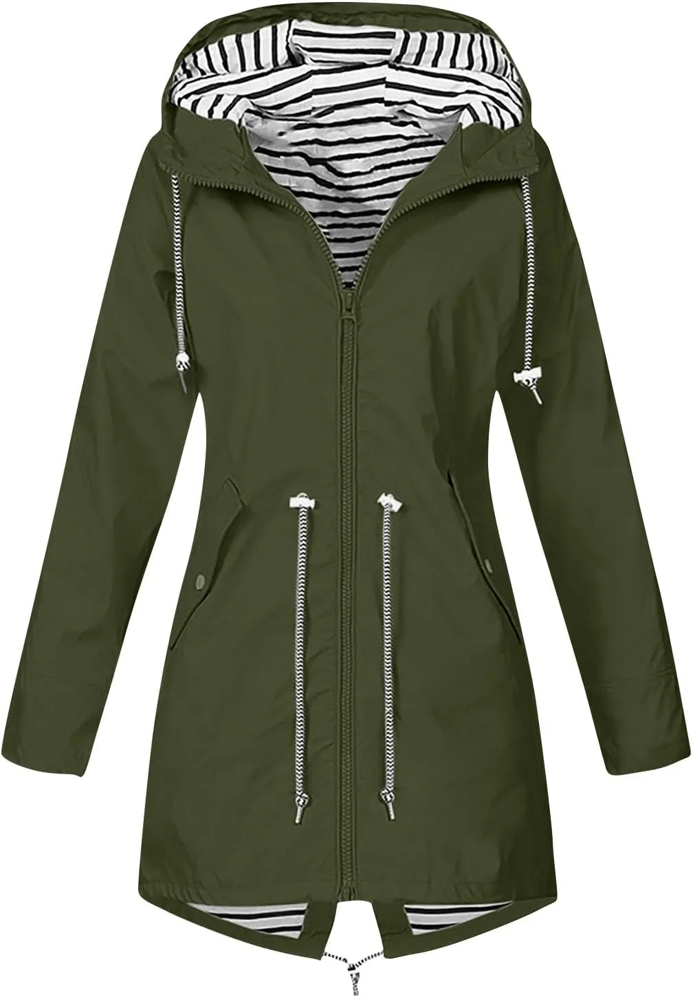 Raincoat Women Waterproof Long Hooded Trench Coats 2024 Lined Windbreaker Casual Travel Jacket