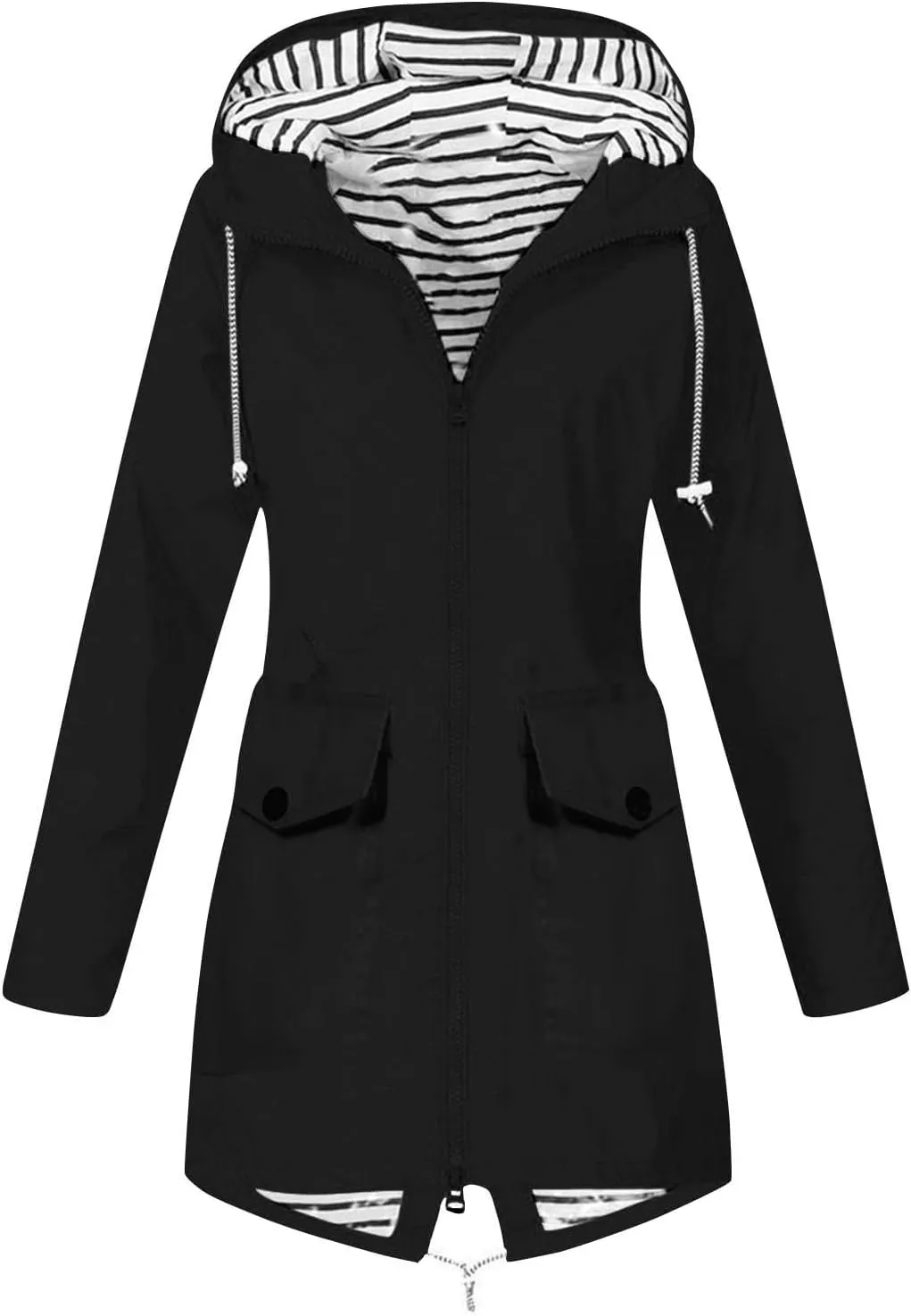 Raincoat Women Waterproof Long Hooded Trench Coats 2024 Lined Windbreaker Casual Travel Jacket