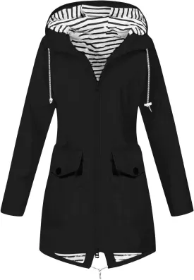 Raincoat Women Waterproof Long Hooded Trench Coats 2024 Lined Windbreaker Casual Travel Jacket