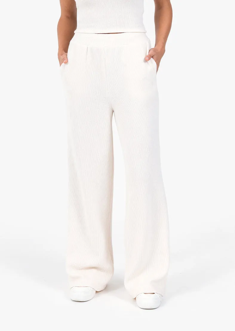 Rib Knit Lounge Palazzo Pant Oatmeal FINAL SALE