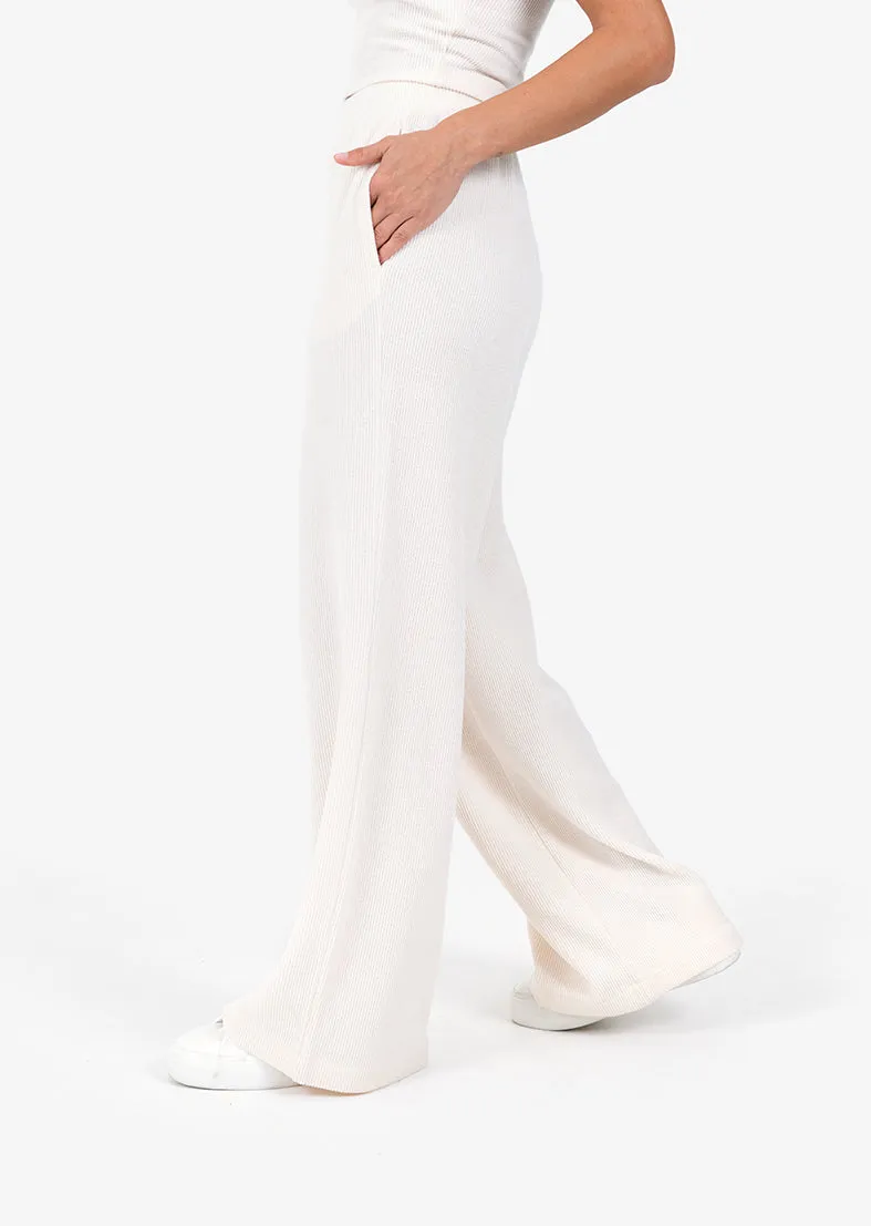 Rib Knit Lounge Palazzo Pant Oatmeal FINAL SALE