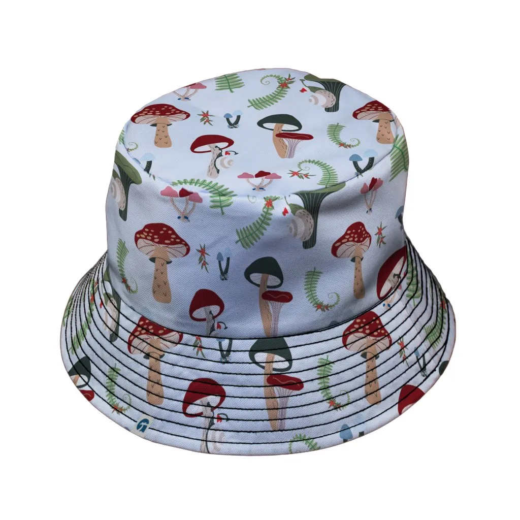 Santa Snails and Winter Mushrooms Bucket Hat