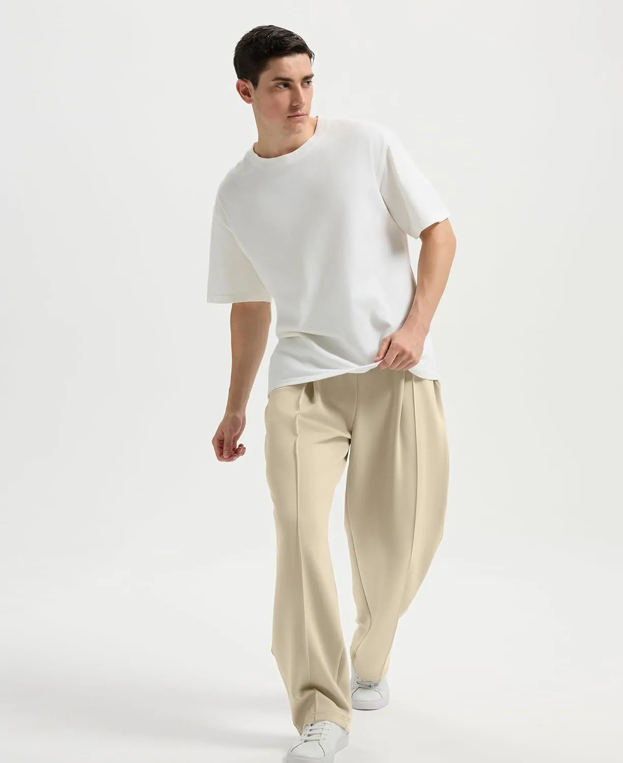 Susclude Mens Baggy Sweatpants Summer Wide Leg Track Pants Pleated Lounge Yoga Elastic Waist Casual Pants with Pockets