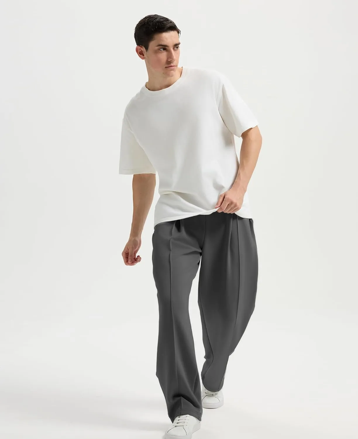 Susclude Mens Baggy Sweatpants Summer Wide Leg Track Pants Pleated Lounge Yoga Elastic Waist Casual Pants with Pockets