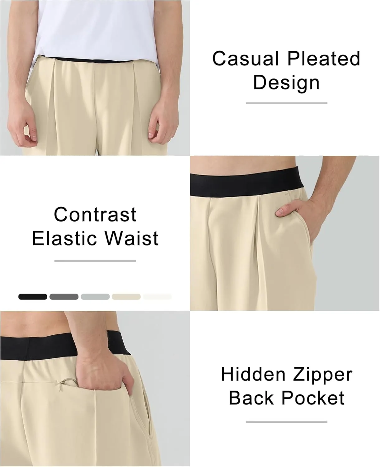 Susclude Mens Baggy Sweatpants Summer Wide Leg Track Pants Pleated Lounge Yoga Elastic Waist Casual Pants with Pockets