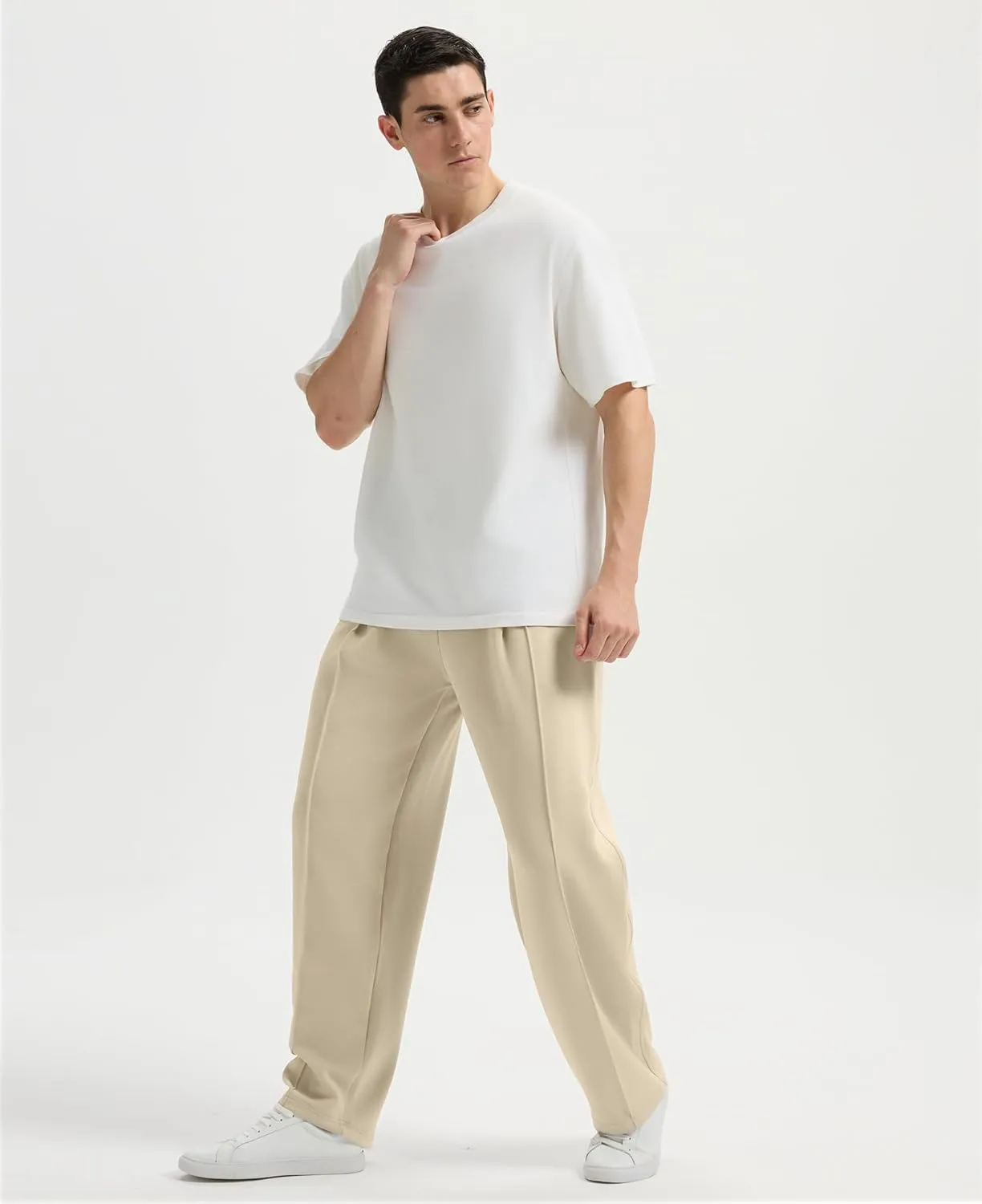 Susclude Mens Baggy Sweatpants Summer Wide Leg Track Pants Pleated Lounge Yoga Elastic Waist Casual Pants with Pockets