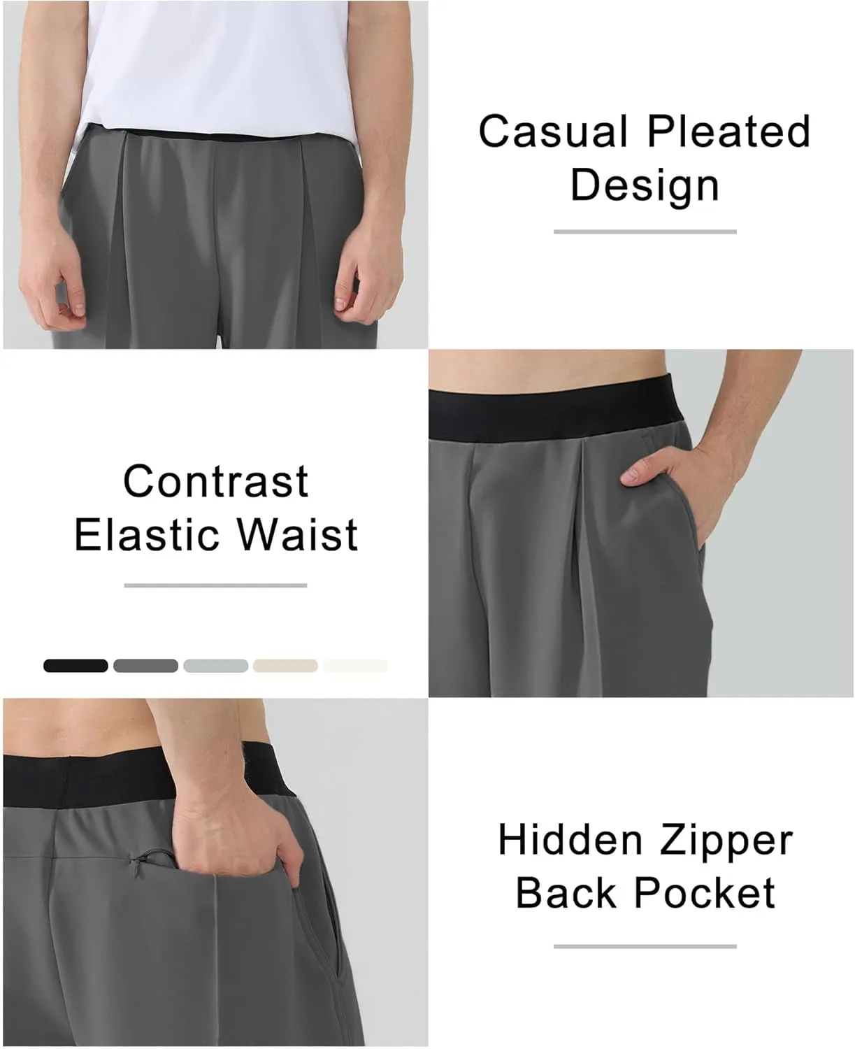 Susclude Mens Baggy Sweatpants Summer Wide Leg Track Pants Pleated Lounge Yoga Elastic Waist Casual Pants with Pockets