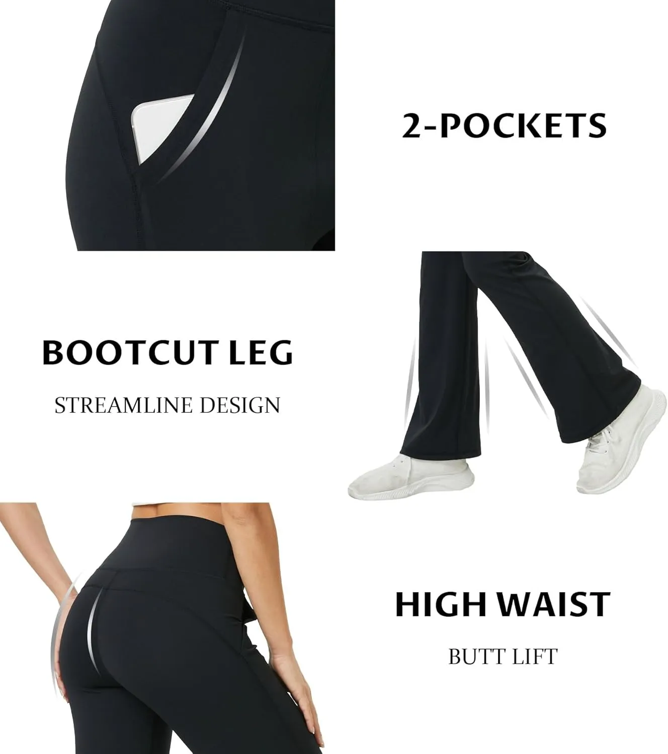 TOPYOGAS Womens Flare Yoga Pants High Waist Tummy Control Bootcut Flare Leggings Workout Wide Leg Pants with Pockets