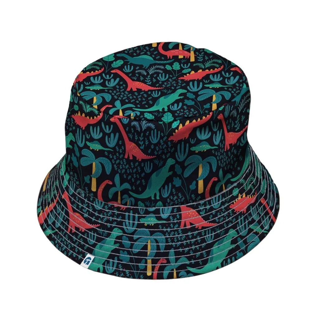 Tropical Dinosaur Green Aloha Bucket Hat