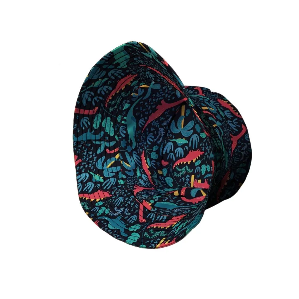 Tropical Dinosaur Green Aloha Bucket Hat