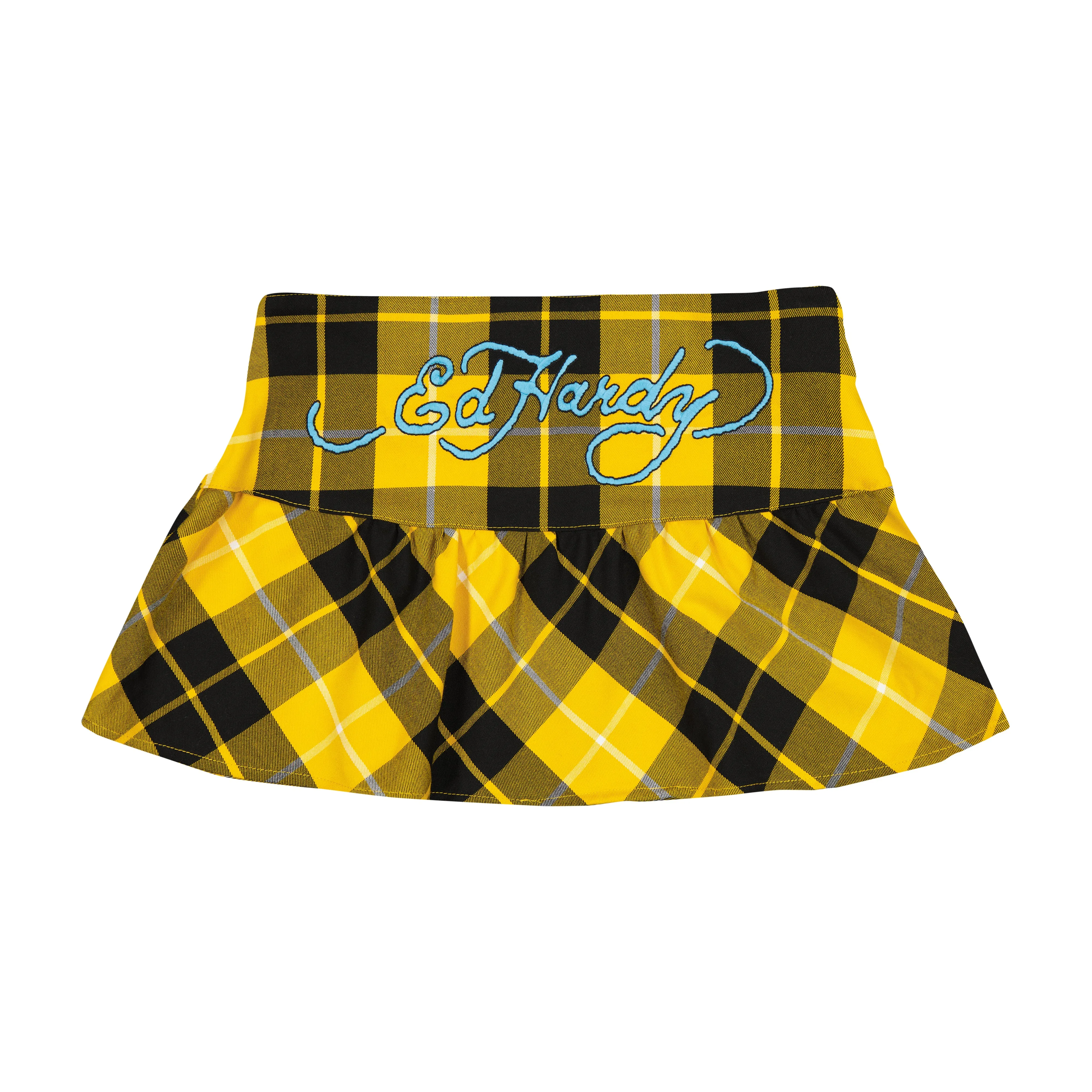True Eagle Plaid Flare Miniskirt