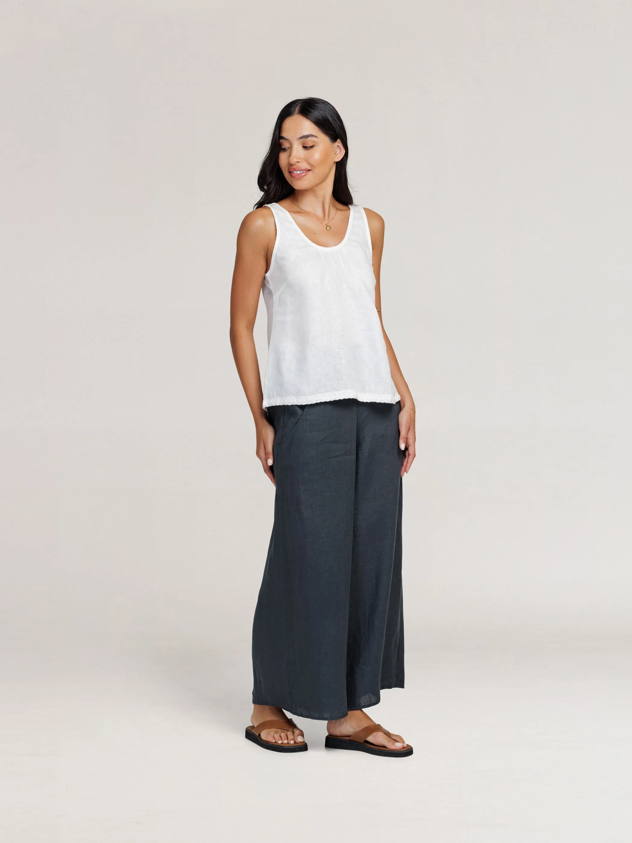 Tuscan Linen Top Ivory