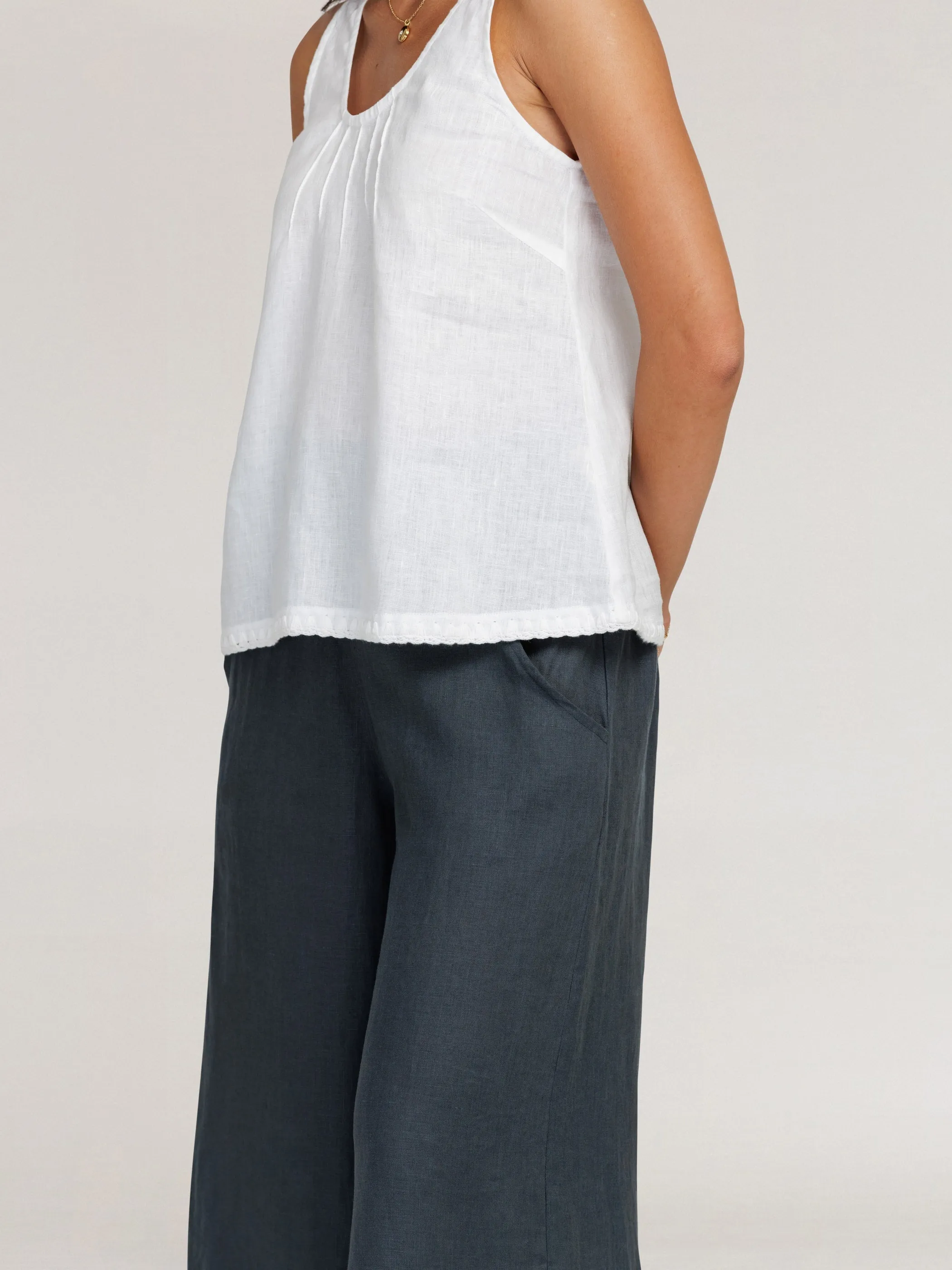 Tuscan Linen Top Ivory