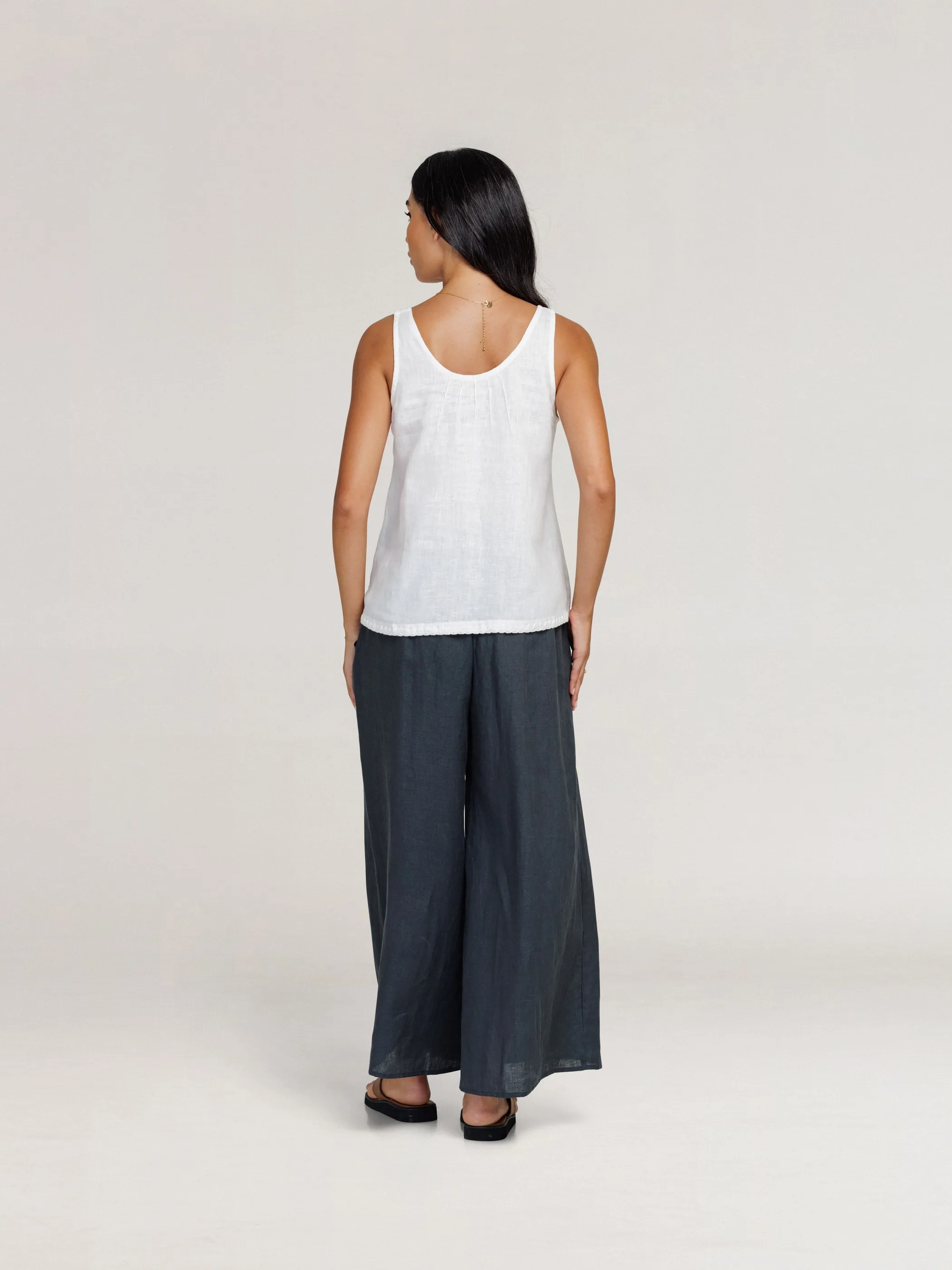 Tuscan Linen Top Ivory