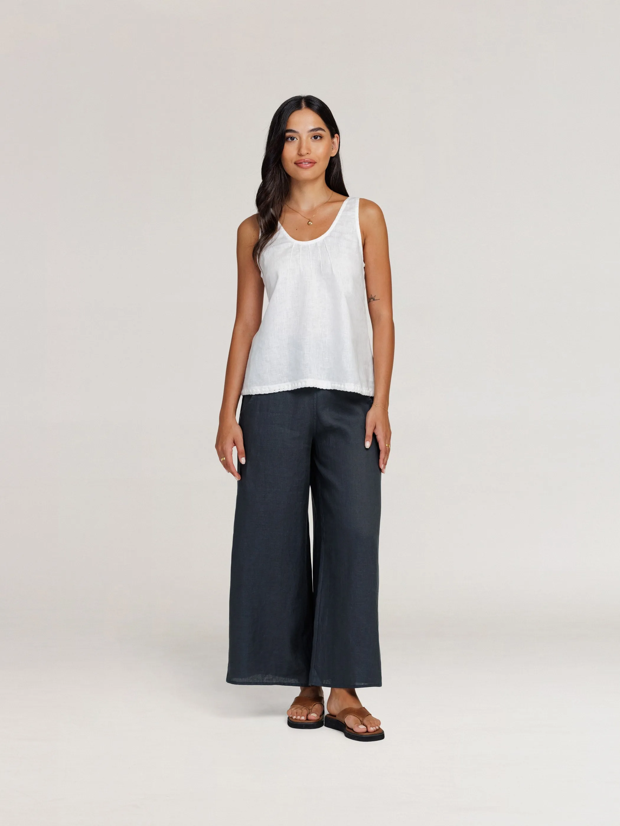 Tuscan Linen Top Ivory