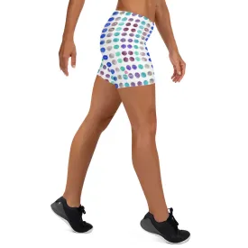 Watercolor Polka Dots Women's Shorts, Designer Dotted Short Gym Tights-Made in USA/EU