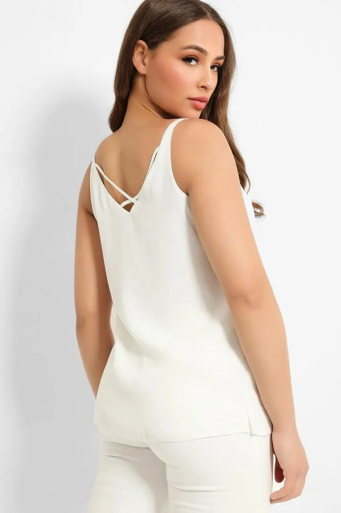White Lightweight Crossover Back Cami Top