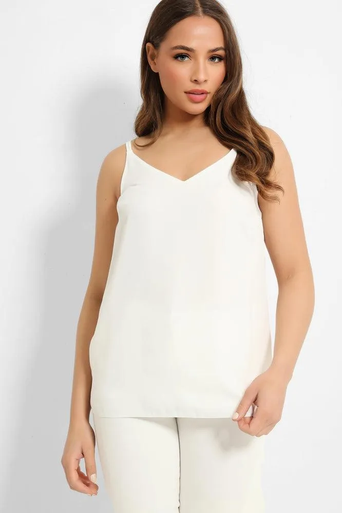 White Lightweight Crossover Back Cami Top