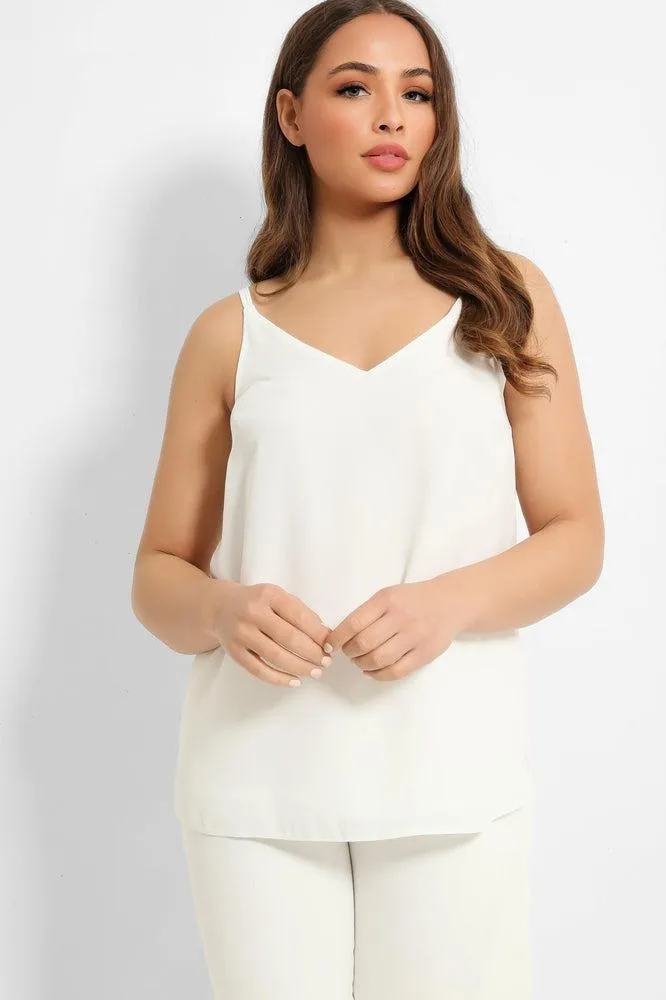 White Lightweight Crossover Back Cami Top