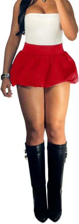 Women Bubble Mini Skirt, High Waist Puffy Balloon Short Skirt