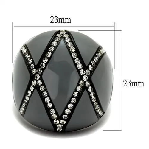 Women Stainless Steel Synthetic Crystal Rings Clear Gray