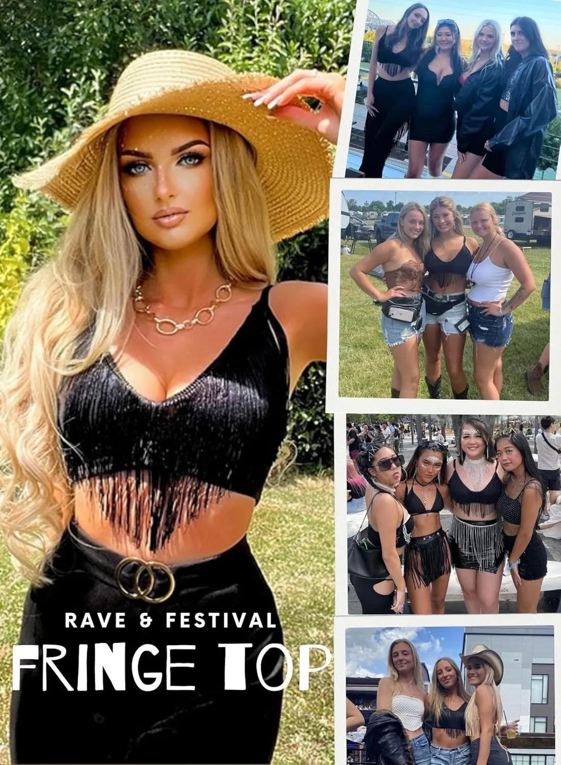 Womens Fringe Western Cowgirl Crop Top - Country Concert Outfit Tassel Hem Tank Nashville Festival Rodeo Shirt